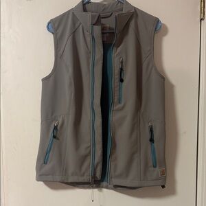 Carhartt Teal and Light Gray Jacket Interior with Gold Logo Patch